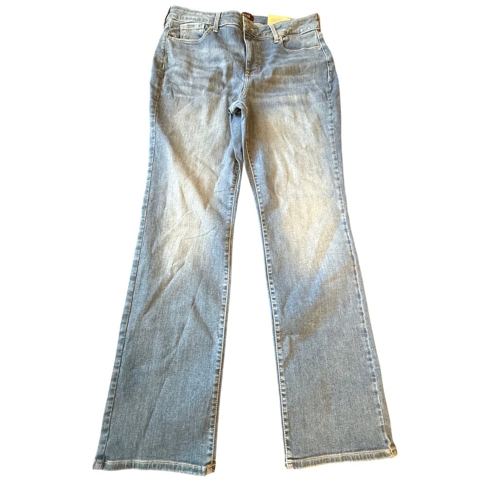 NYDJ Womens Marilyn Straight Jeans Size 14 Blue High Rise Denim Comfy Casual NWT